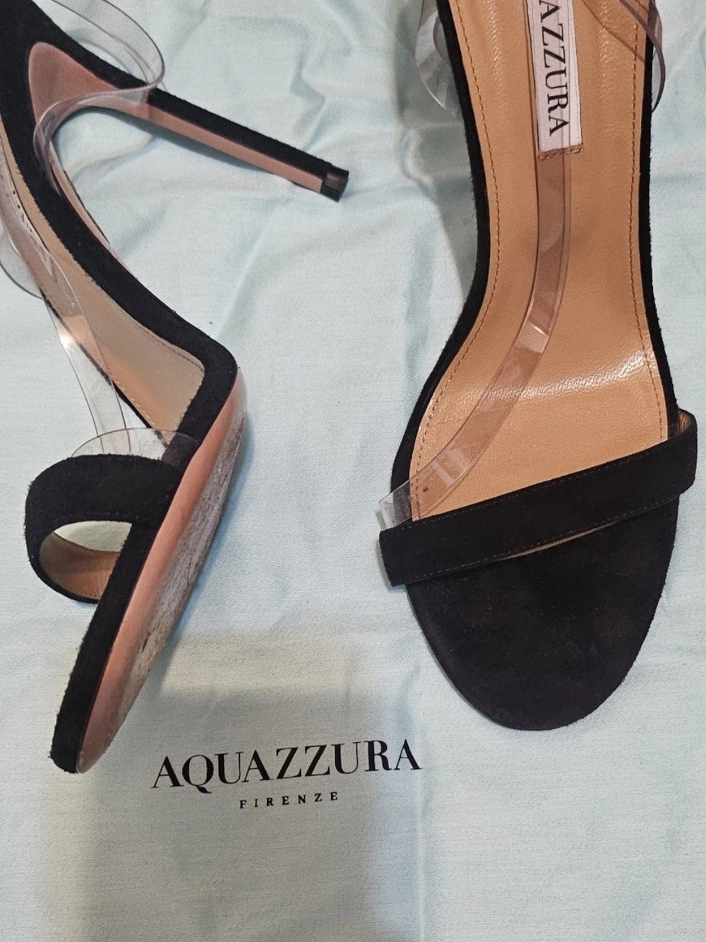 Aquazzura Women's Black Suede Strap Sandals Size 39.5
